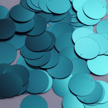 Round Sequin 24mm Turquoise Blue Matte Satin Metallic Loose Couture Paillettes