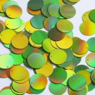 Round Sequin Paillettes 12mm Top Hole Lime Green Lazersheen Reflective Metallic