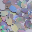 Large Hole Oval Sequin 1.25" Silver Lazersheen Reflective Metallic Paillettes