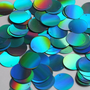 Round Sequin 24mm Aqua Blue Lazersheen Reflective Metallic Couture Paillettes