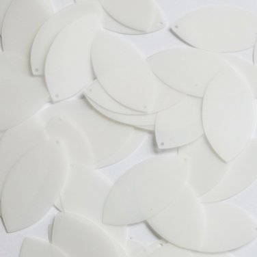 Navette Leaf Sequin 1.5" Oyster White See-Thru Gloss Matte Reversible Paillettes