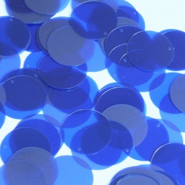 Round Sequin 24mm Cobalt Blue Transparent Glossy and Matte Reversible Paillettes