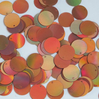 Round Sequin Paillettes 12mm Top Hole Copper Lazersheen Reflective Metallic