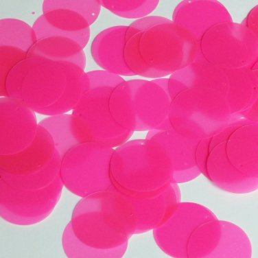 Round Sequin 24mm Fluorescent Pink Transparent Glossy See-Thru Couture Paillette