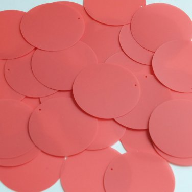Round Sequin 40mm Coral Orange Matte Satin Transparent Loose Couture Paillettes