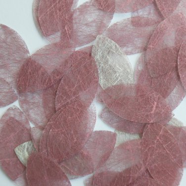 Navette Leaf Sequin 1.5" Pink Silky Fiber Strand Fabric Loose Couture Paillettes