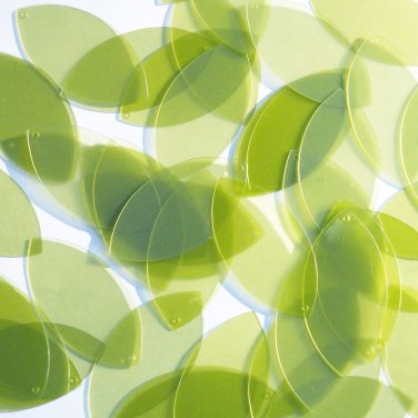 Navette Leaf Sequin 1.5" Green Apple Transparent Gloss Matte Reversible Pailett