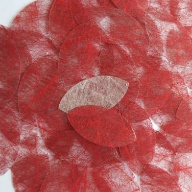 Navette Leaf Sequin 1.5" Red Silky Fiber Strand Fabric Loose Couture Paillettes