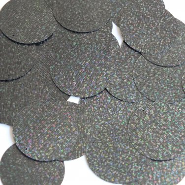 Round Sequin 40mm Black Hologram Glitter Sparkle Metallic Couture Paillettes
