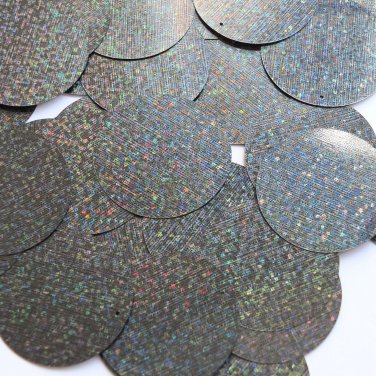 Round Sequin 40mm Black Metallic Embossed Texture Loose Couture Paillettes
