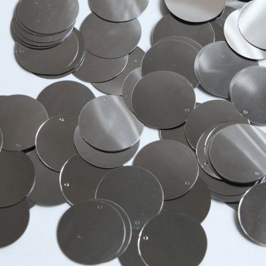Round Sequin 24mm (1") Hematite Shiny Gray Metallic Loose Couture Paillettes