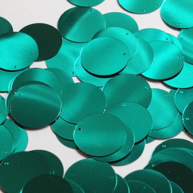 Round Sequin 24mm (1") Emerald Green Metallic Loose Couture Paillettes