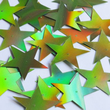 Star 5 Point Sequin 1.5" Lime Green Lazersheen Reflective Metallic Paillettes