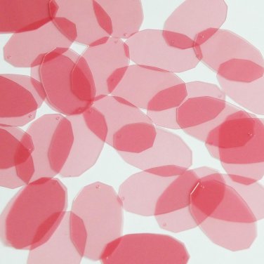 Facet Gem Oval Sequin 1.25" Pink Transparent Glossy Matte Reversible Paillettes