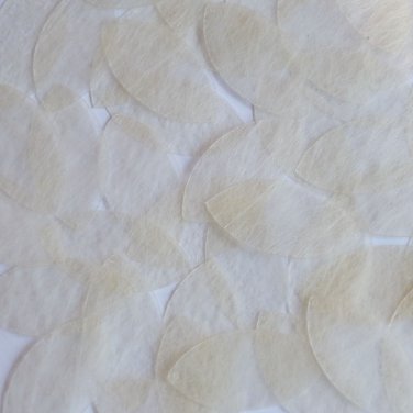 Navette Leaf Sequin 1.5" Cream White Silky Fiber Strand Fabric Couture Paillette