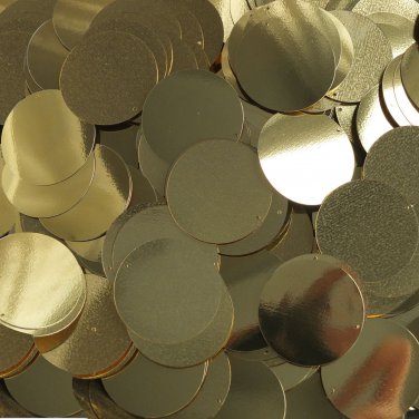 30mm Round Flat Sequins Paillette Rich Egyptian Gold Shiny Metallic. Made in USA