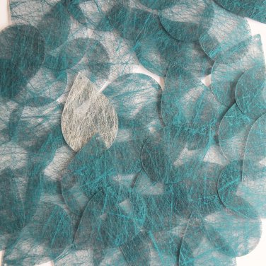 Teardrop Sequin 1.5" Deep Teal Blue Green Silky Fiber Strand Fabric Paillettes