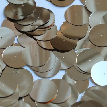 Round Sequin 20mm Center Hole Pale Gold Metallic Loose Couture Paillettes