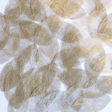 Navette Leaf Sequin 1.5" Gold Silky Fiber Strand Fabric Loose Couture Paillettes