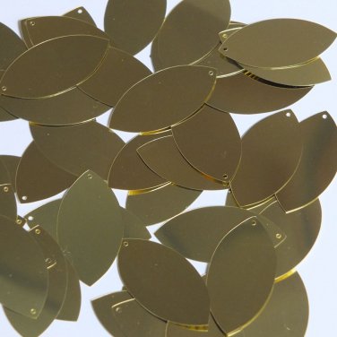 Navette Leaf Sequin 1.5" Pale Yellow Gold Metallic Loose Couture Paillettes