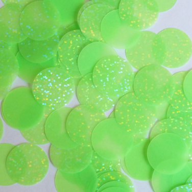 Round Sequin 24mm Lime Green Neon Transparent Hologram Glitter Sparkle Paillette