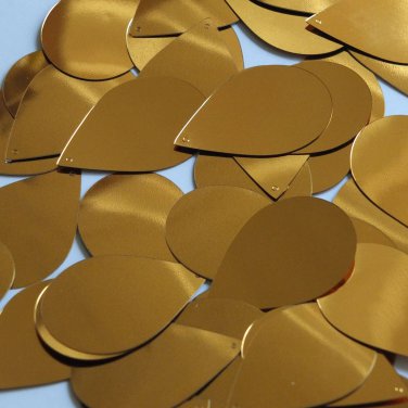 Teardrop Sequin 1.5" Dark Yellow Gold Metallic Loose Couture Paillettes