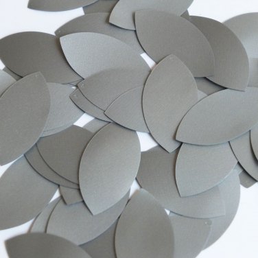 Navette Leaf Sequin 1.5" Silver Gray Metallic Opaque Vinyl Couture Paillettes