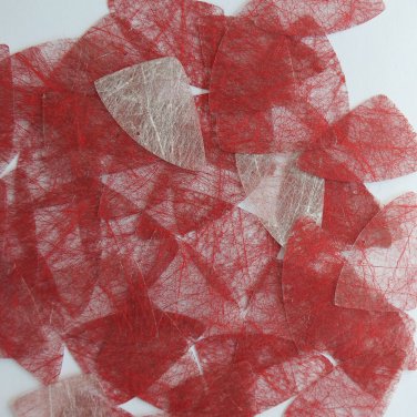 Fishscale Fin Sequin 1.5" Red Silky Fiber Strand Fabric Loose Couture Paillettes