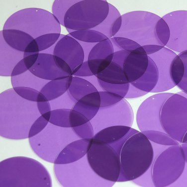 Round Sequin 40mm Amethyst Purple Transparent Glossy See-Thru Couture Paillettes