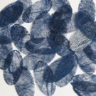 Oval Sequin 1.5" Navy Blue Silky Fiber Strand Fabric Loose Couture Paillettes