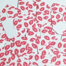 Rectangle Sequin 1.5" x .75" Red Kiss Lipstick Lips on White Opaque Paillettes