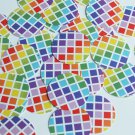 Round Sequin 1.5" Rainbow Squares on White Opaque Loose Couture Paillettes