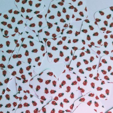 Square Diamond Sequin 1.5" Red Ladybugs Ladybirds on White Opaque Paillettes