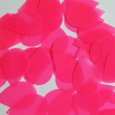 Teardrop Sequin 1.5" Fluorescent Pink See-Thru Gloss Matte Reversible Paillettes