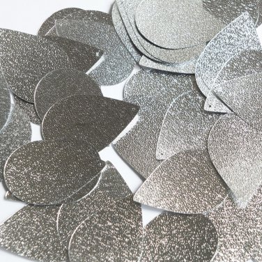 Teardrop Sequin 1.5" Silver Metallic Embossed Texture Loose Couture Paillettes