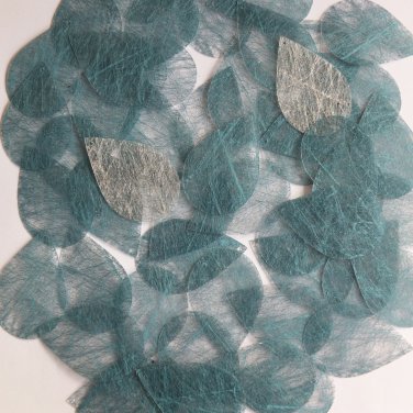 Teardrop Sequin 1.5" Aqua Blue Silky Fiber Strand Fabric Loose Couture Paillette