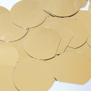 Sequin Three Quarter Round 1.5" Gold Metallic Couture Paillettes. Made in USA.