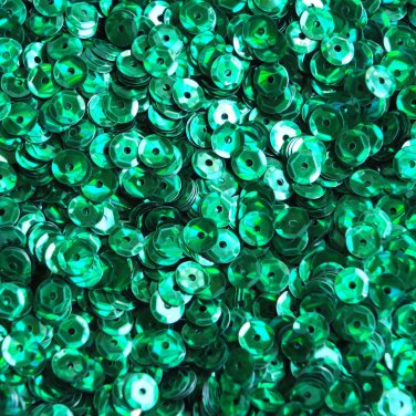 5mm Round Cup Sequins Green Prism Reflective Metallic Paillettes. Made in USA