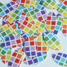 Navette Leaf Sequin 1.5" Rainbow Squares on White Opaque Loose Couture Paillette