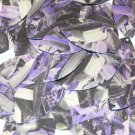 Sequin Navette Leaf 1.5" Purple Silver Bird Feathers Print Metallic