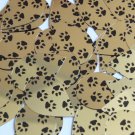 Sequin Teardrop 1.5" Black Gold Animal Paw Print  Metallic