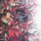 Sequin Round 1.5" Red Silver Bird Feathers Print Metallic