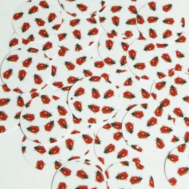 Round Sequin 30mm Red Ladybugs Ladybirds on White Opaque Loose Couture Paillette
