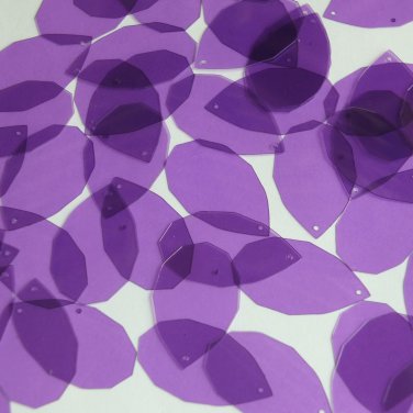 Facet Gem Teardrop Sequin 1.25" Amethyst Purple Transparent Glossy Paillettes