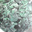 Sequin Teardrop 1.5" Green Silver Bird Feathers Print Metallic