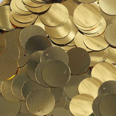 20mm Round Flat Sequins Paillette Rich Egyptian Gold Shiny Metallic. Made in USA