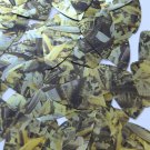 Sequin Fishscale Fin 1.5" Yellow Silver Bird Feathers Print Metallic