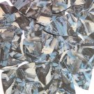 Sequin Fishscale Fin 1.5" Blue Silver Bird Feathers Print Metallic