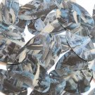 Sequin Oval 1.5" Blue Silver Bird Feathers Print Metallic