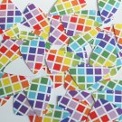 Fishscale Fin Sequin 1.5" Rainbow Squares on White Opaque Couture Paillettes